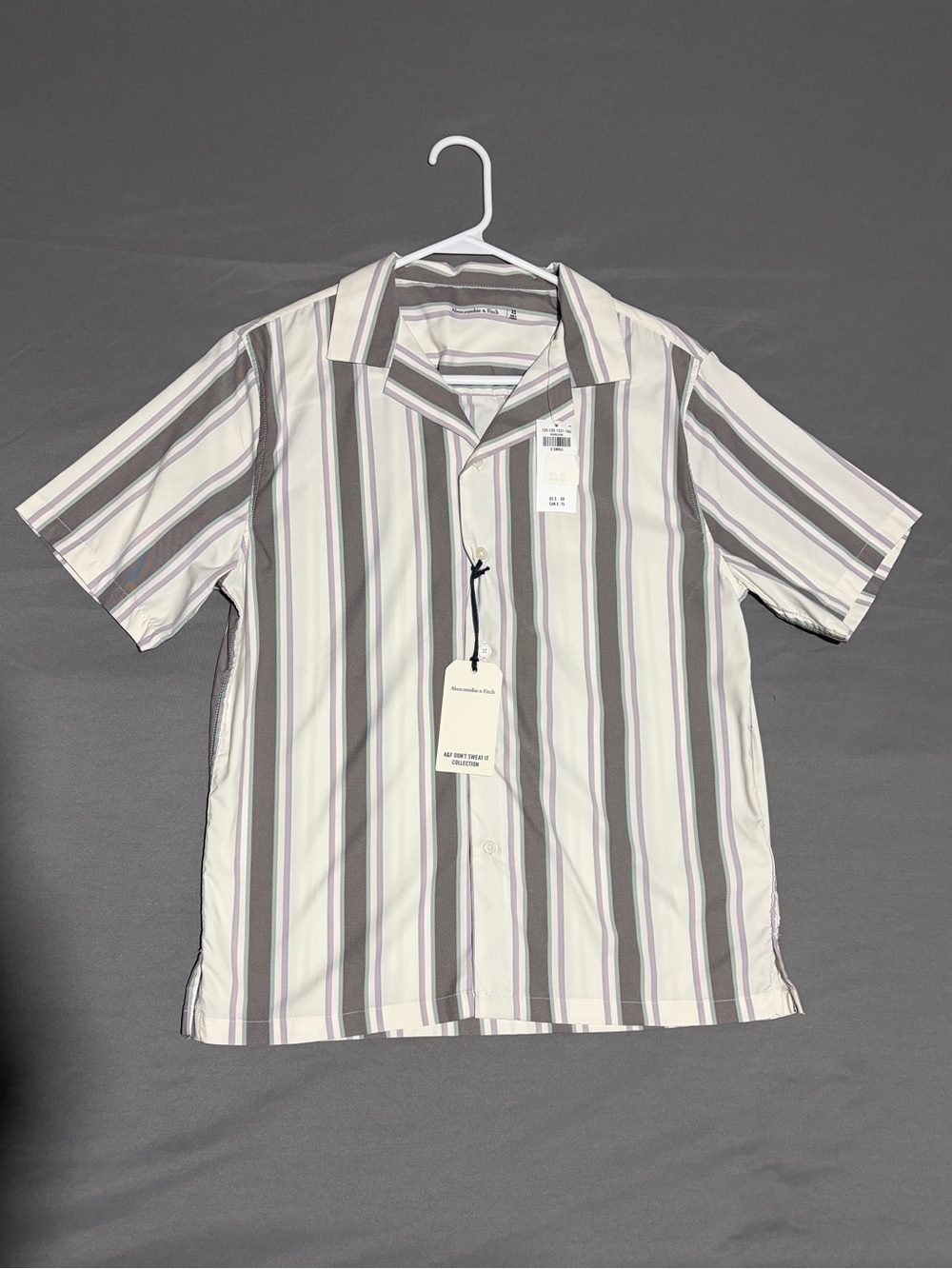 NWT Abercrombie & Fitch Camp Collar Shirt XS Striped Don't Sweat It MSRP $60